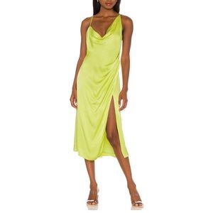 Revolve NBD Marlee Maelle Satin Midi Dress in Lime Yellow Size Small New